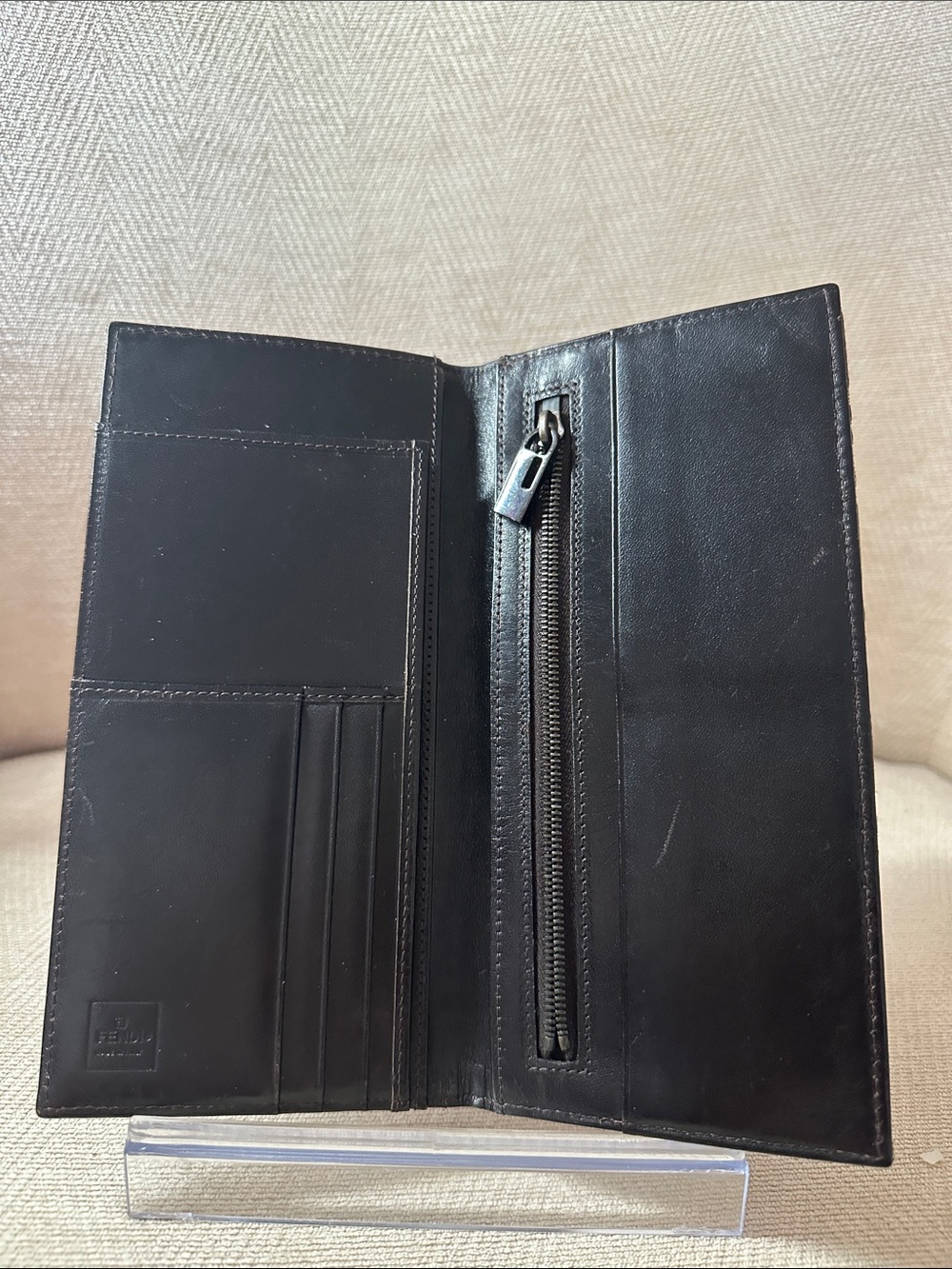 Fendi Brown Tan FF Logo Long Bifold Zucch Wallet - Picture 5 of 16